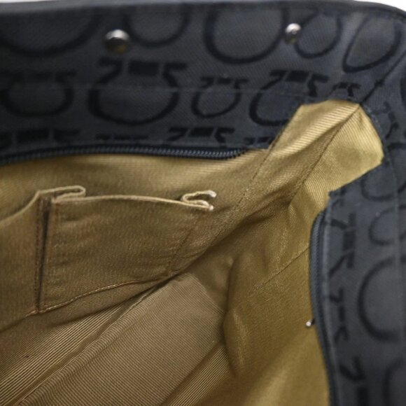 SALVATORE FERRAGAMO Gancini Tote Shoulder Bag Canavs Leather Black SHW 09KB197 - Picture 5 of 14